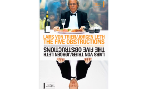 Movie poster with two men in tuxedo jackets, vertically mirrored from one another.