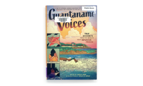 Graphic novel cover with illustration of an island, as well as small images of torture.
