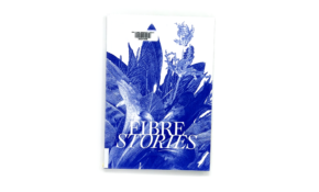 Book with blue, risographed, photos of plants