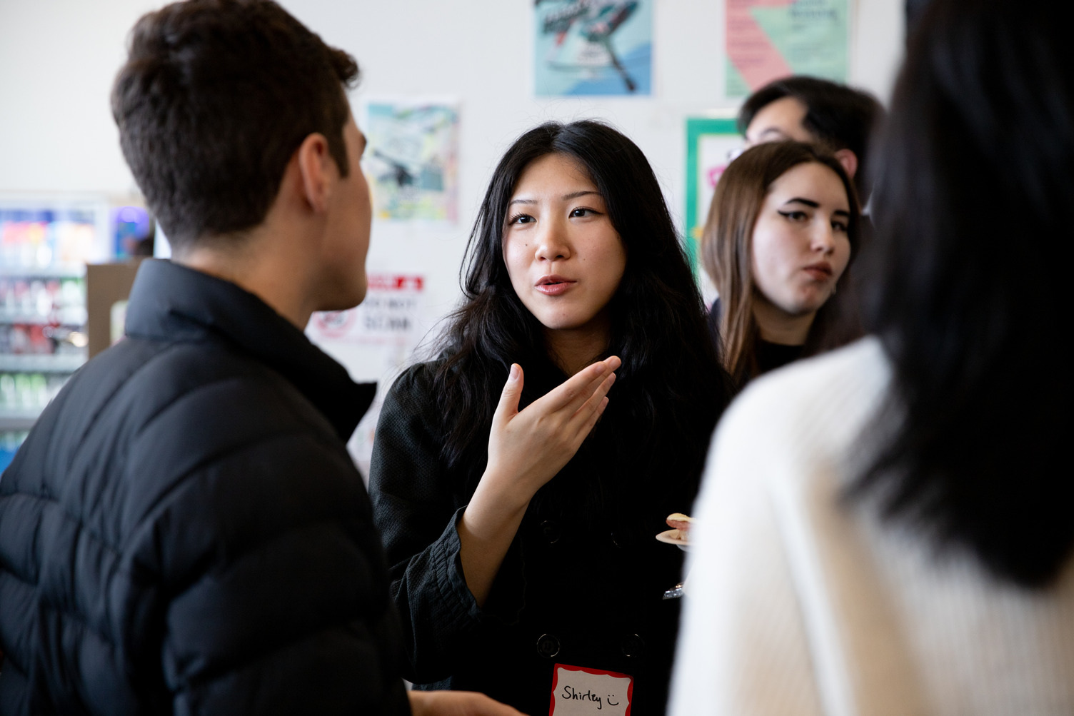Students chat at a mixer