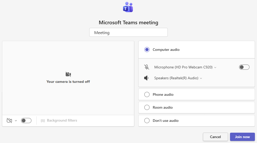 Mic/Camera settings - Teams