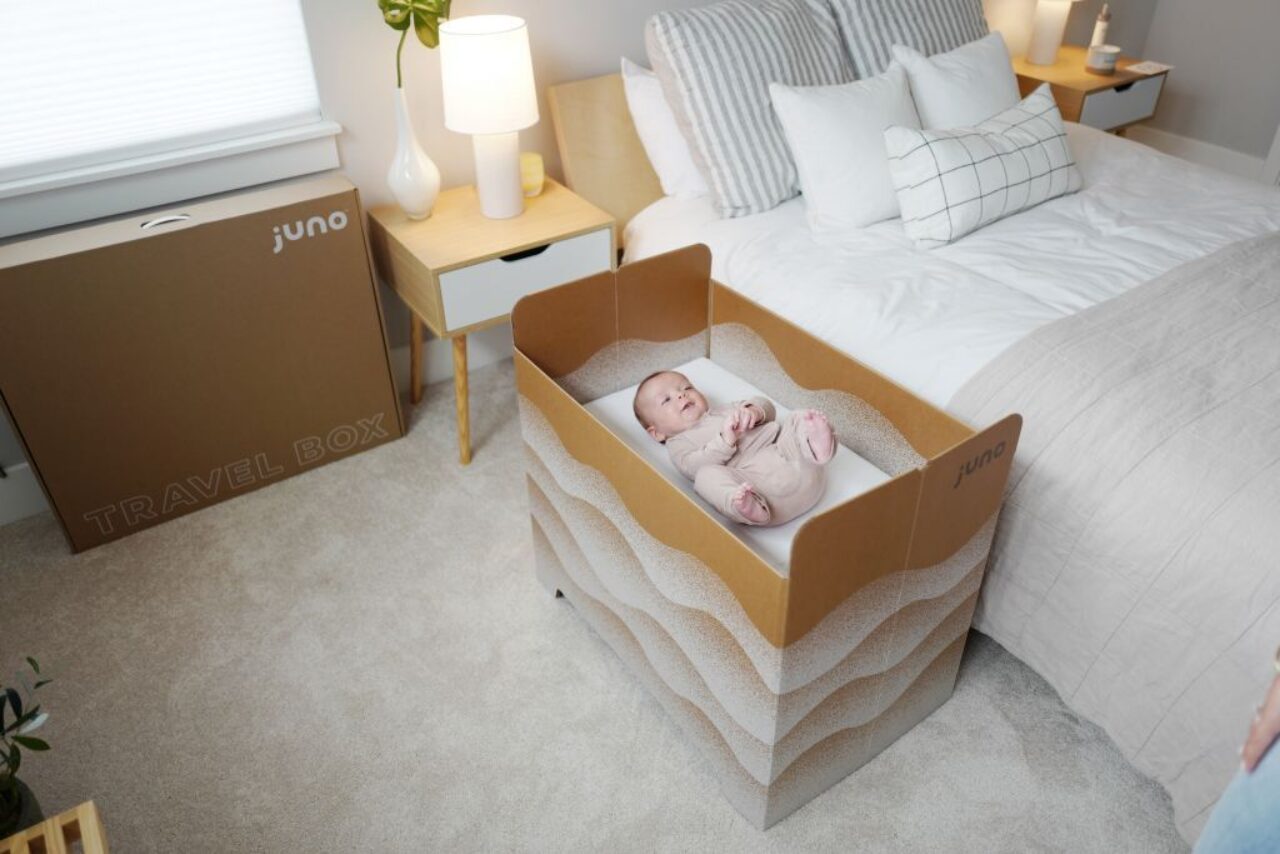 Juno Bassinet Baby by bed 1024x683