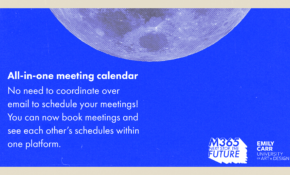 Text reads "All-in-one meeting calendar. No need to coordinate over email to schedule your meetings! You can now book meetings and see each other’s schedules within one platform."