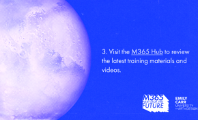 Text reads, "Visit the M365 Hub to review the latest training materials and videos."