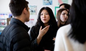 Students chat at a mixer