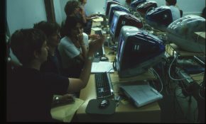 Students working in a computer lab on the Granville Island campus in the 2000s.