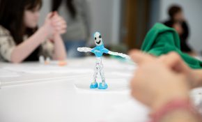A stick figure with blue plasticine