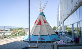 The completed tipi. (Photo by Sydney Pascal / courtesy the AGP)