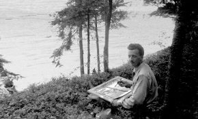 EJH 01 Ed Hughes painting outdoors 1944 Photo by Fern Hughes